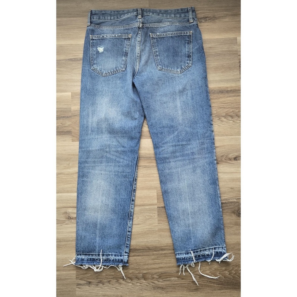 Zara Jeans Womens 4 Raw Hem Mid-Rise Slim‎ Button Fly Ripped Relaxed Fit Boho - Picture 10 of 12